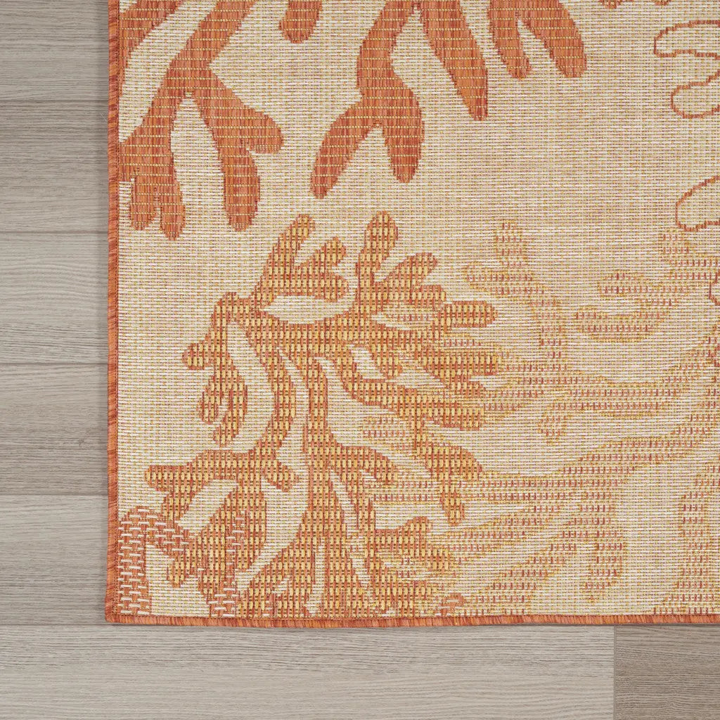 3' X 5' Coral And Beige Nautical Indoor Outdoor Area Rug Homeroots Outdoor