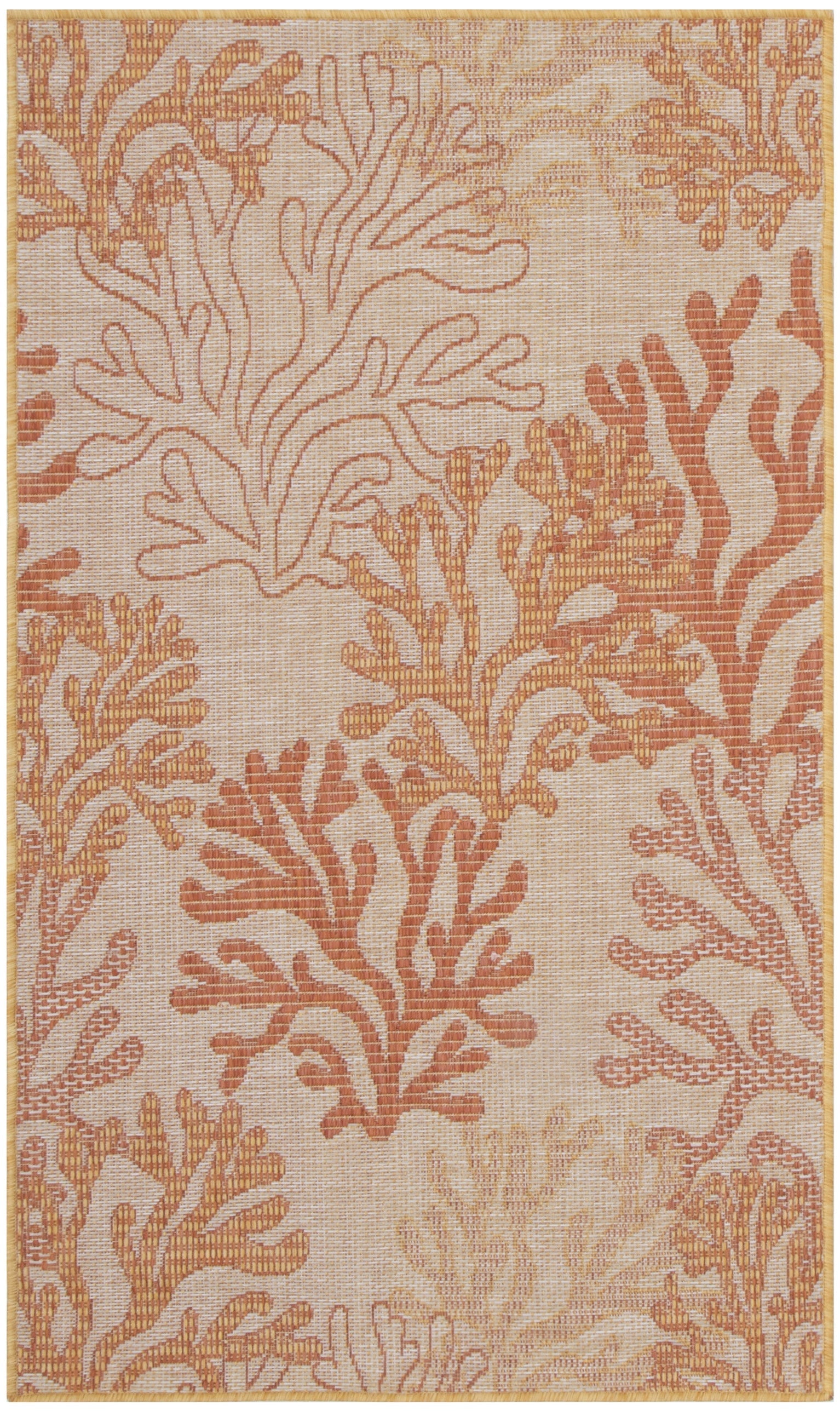 3' X 5' Coral And Beige Nautical Indoor Outdoor Area Rug Homeroots Outdoor