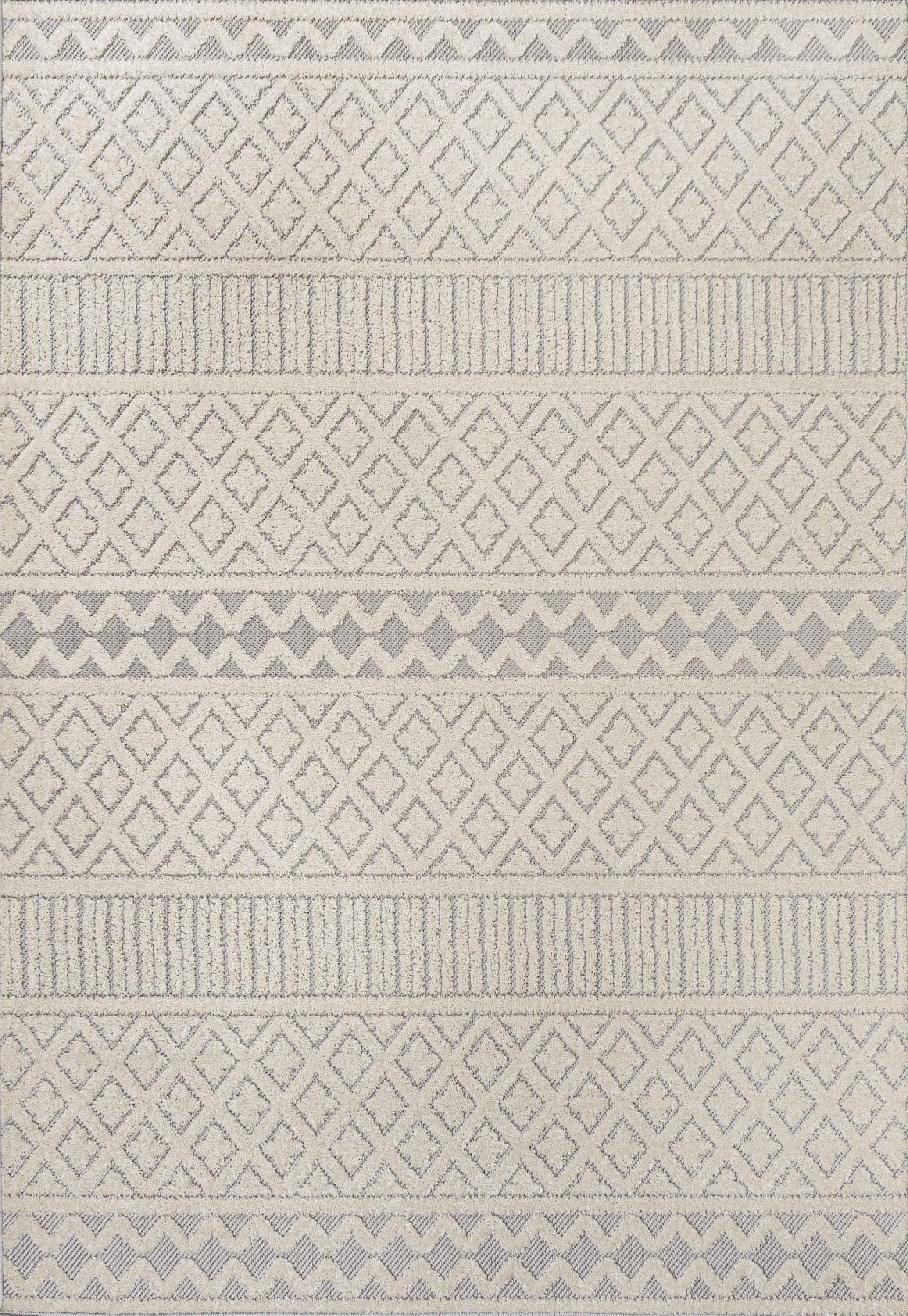 3' X 5' Cream And Gray Trellis Indoor Outdoor Area Rug - GreatEagleInc