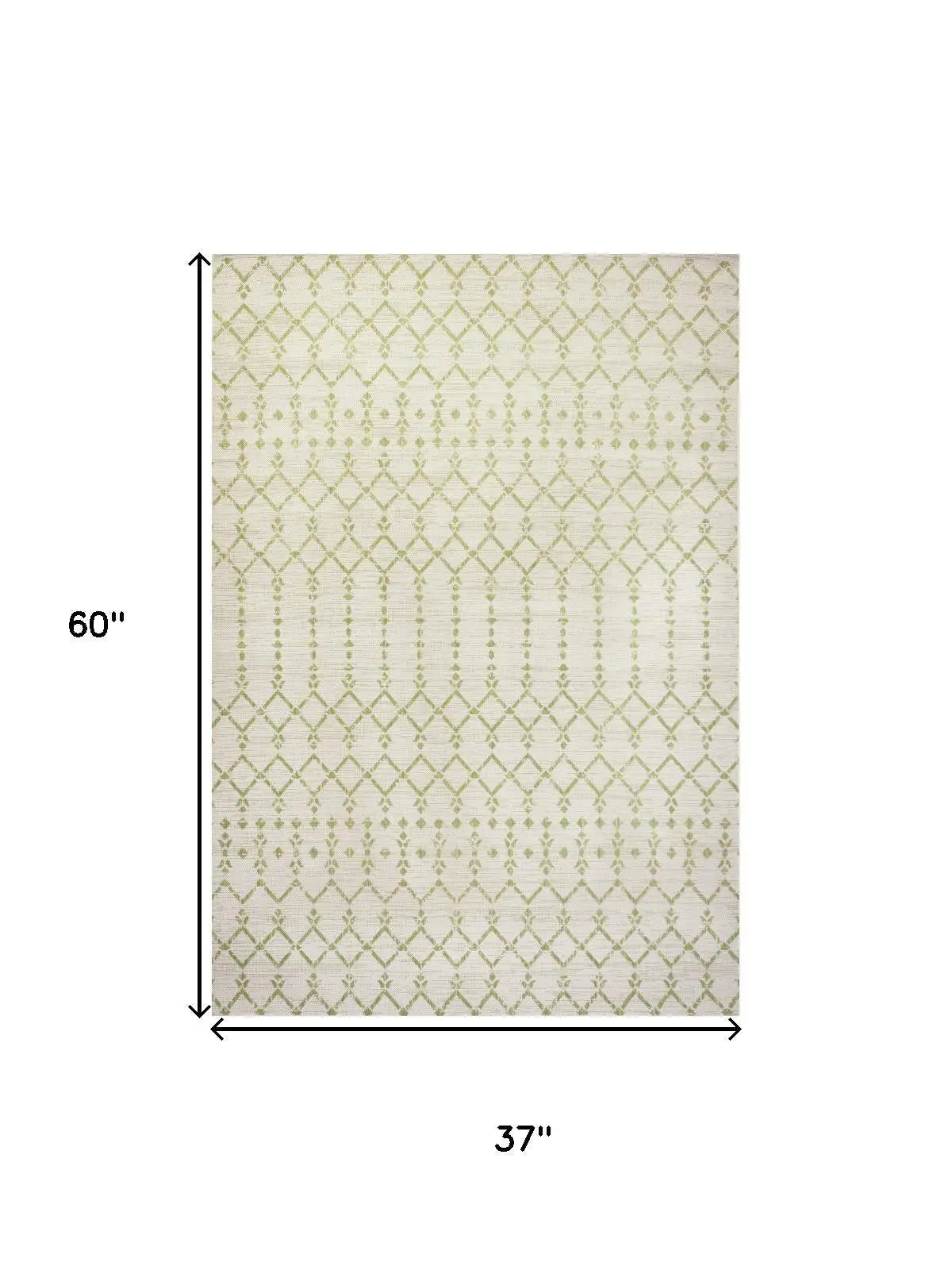 3' X 5' Cream And Green Trellis Indoor Outdoor Area Rug Homeroots Outdoor