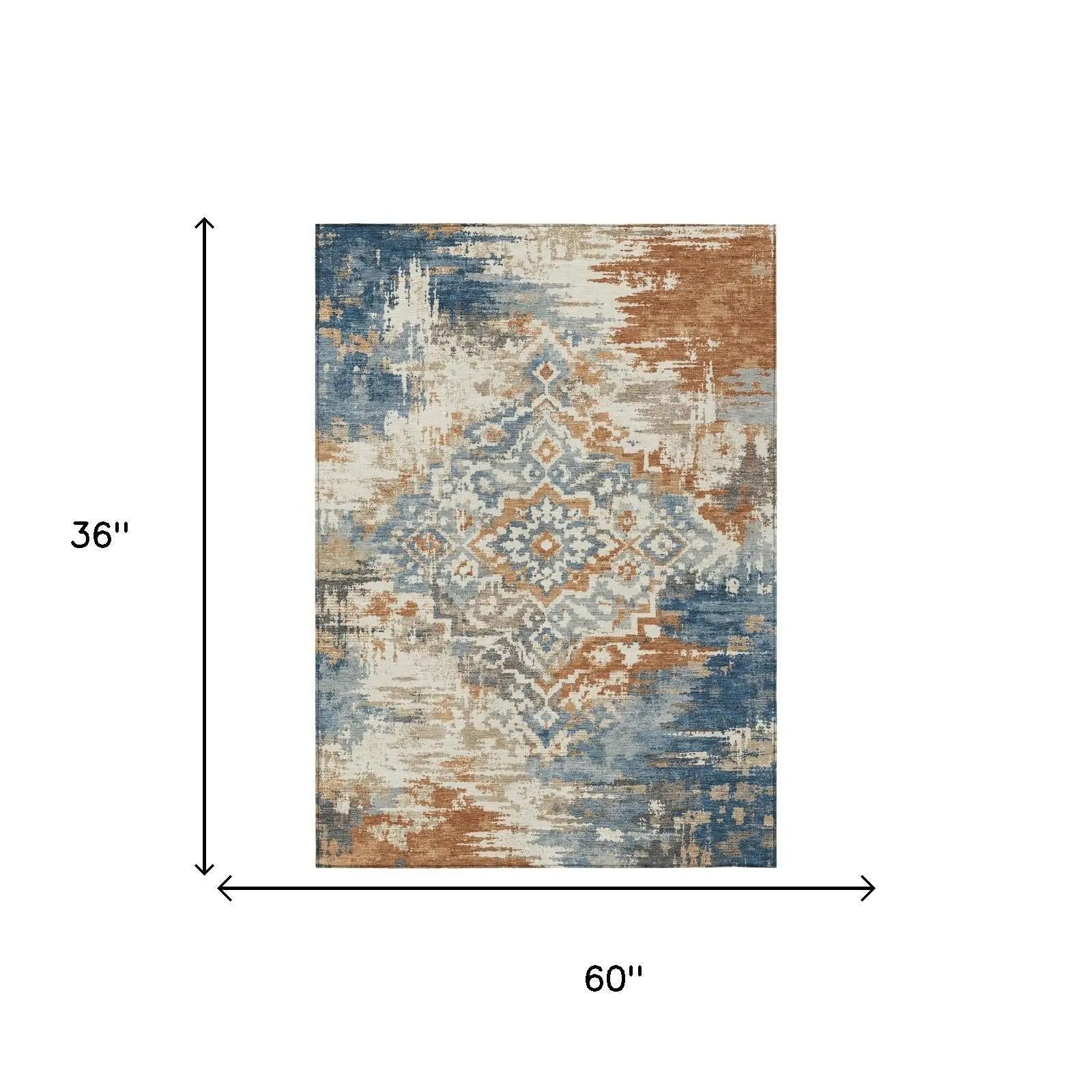 3' X 5' Cream And Ivory Medallion Washable Indoor Outdoor Area Rug Homeroots Outdoor