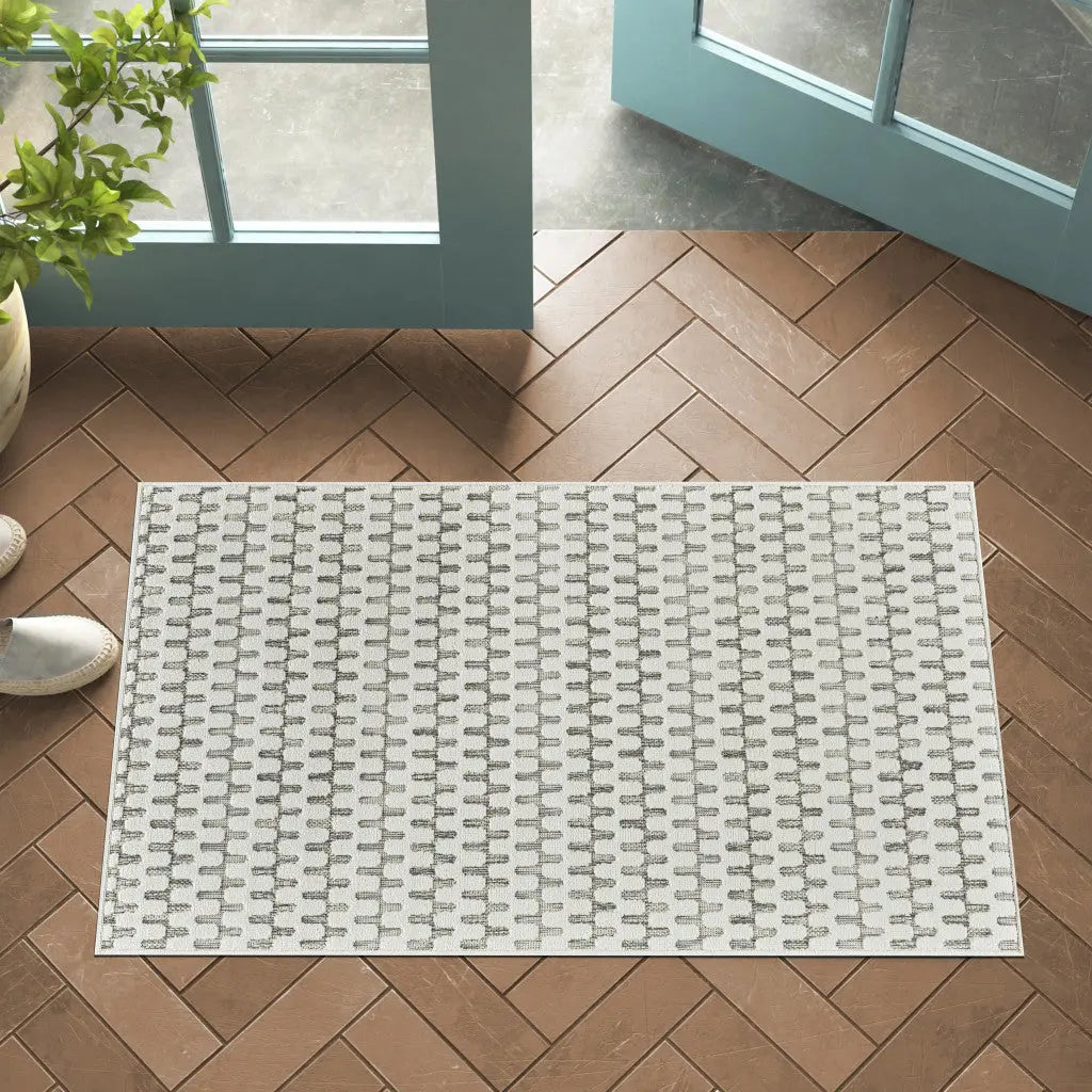 3' X 5' Cream and Beige Geometric Distressed Indoor Outdoor Area Rug Homeroots Outdoor