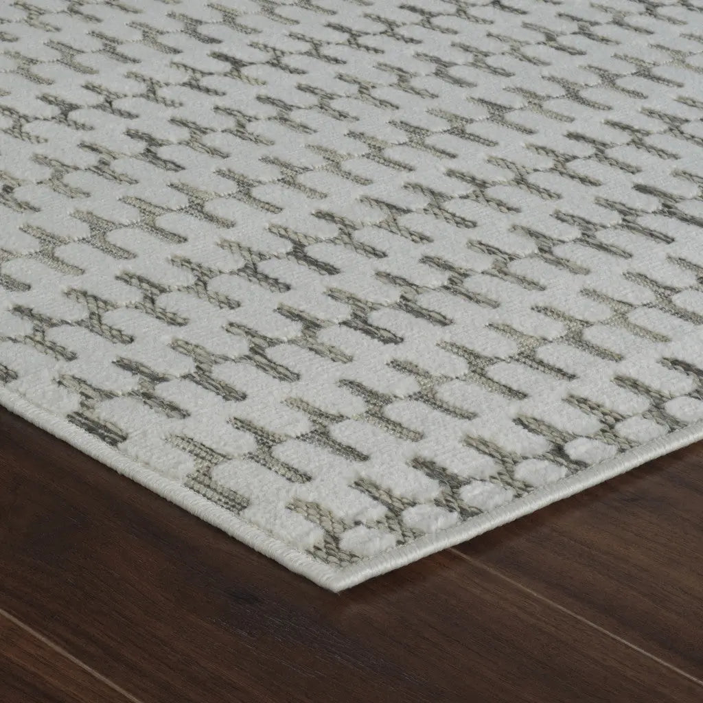 3' X 5' Cream and Beige Geometric Distressed Indoor Outdoor Area Rug Homeroots Outdoor
