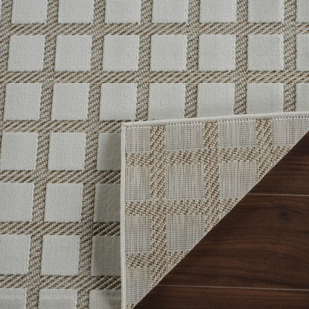 3' X 5' Cream and Beige Geometric Distressed Indoor Outdoor Area Rug Homeroots Outdoor