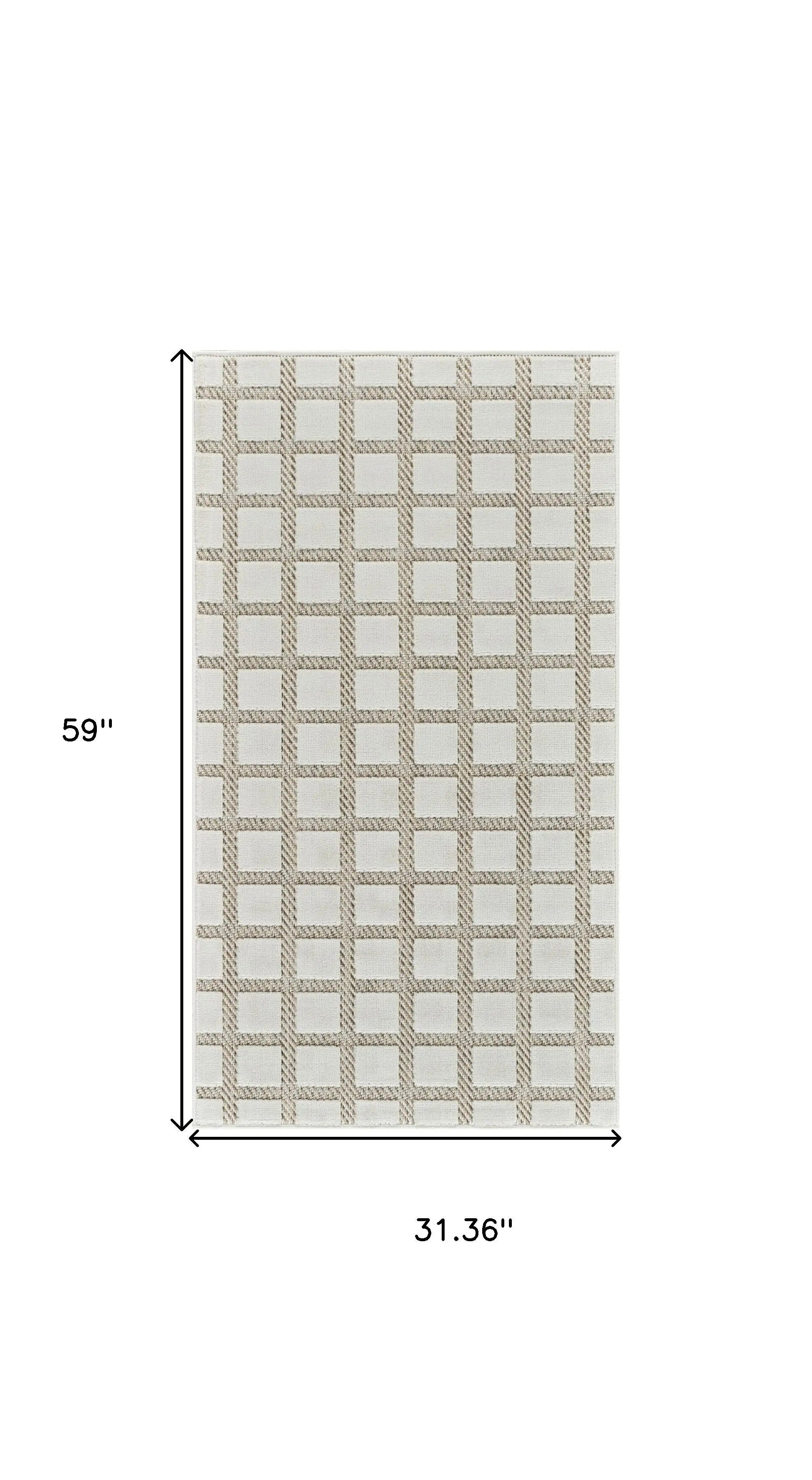 3' X 5' Cream and Beige Geometric Distressed Indoor Outdoor Area Rug Homeroots Outdoor