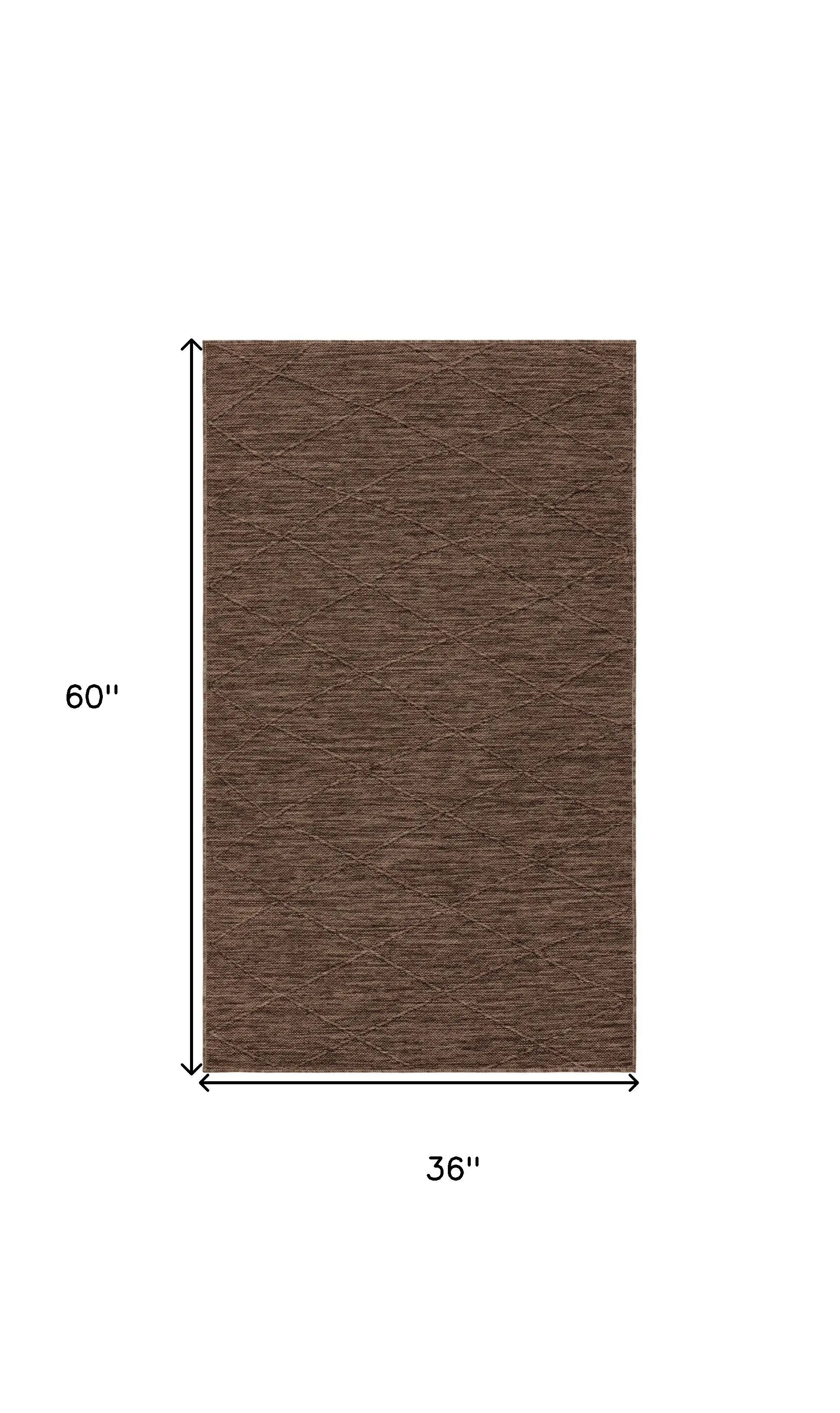 3' X 5' Dark Brown And Brown Geometric Indoor Outdoor Area Rug Homeroots Outdoor