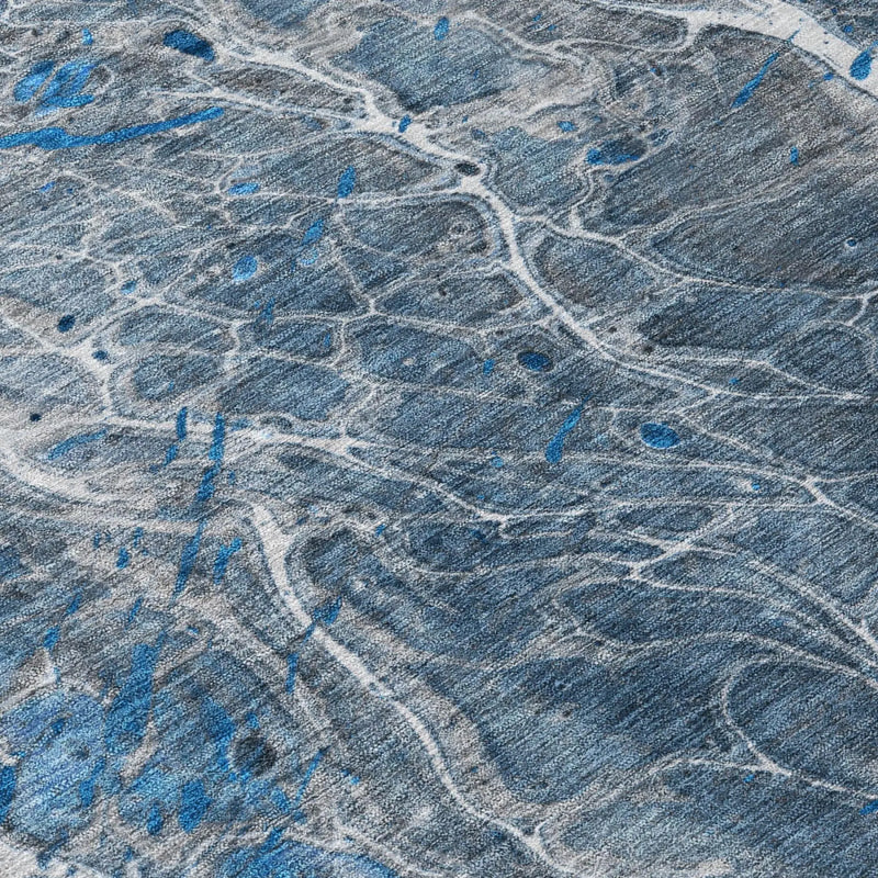 3' X 5' Denim Blue And Blue Abstract Washable Indoor Outdoor Area Rug Homeroots Outdoor