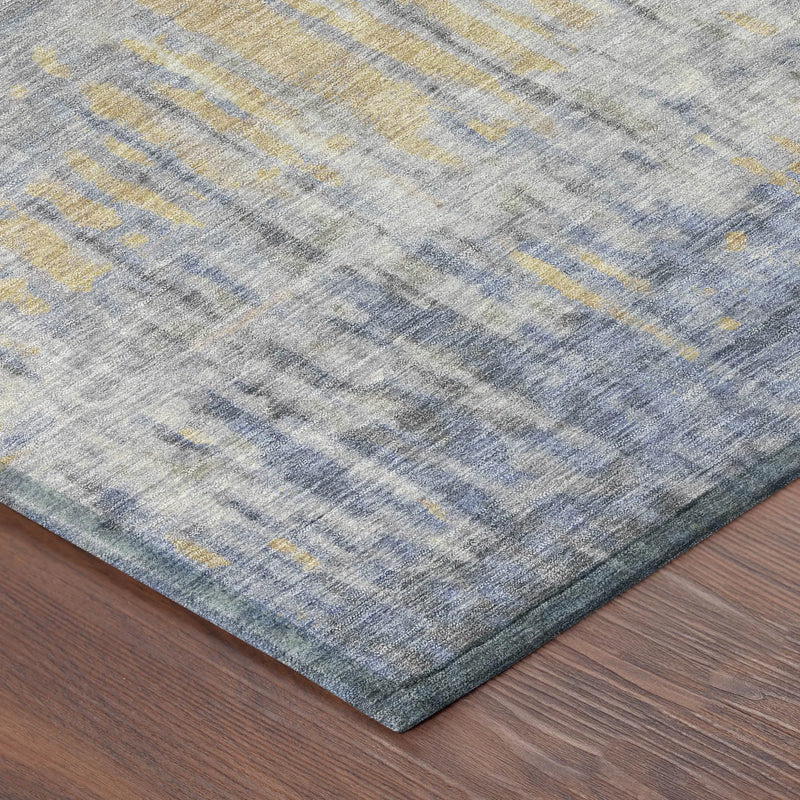 3' X 5' Denim Blue And Blue Abstract Washable Indoor Outdoor Area Rug Homeroots Outdoor