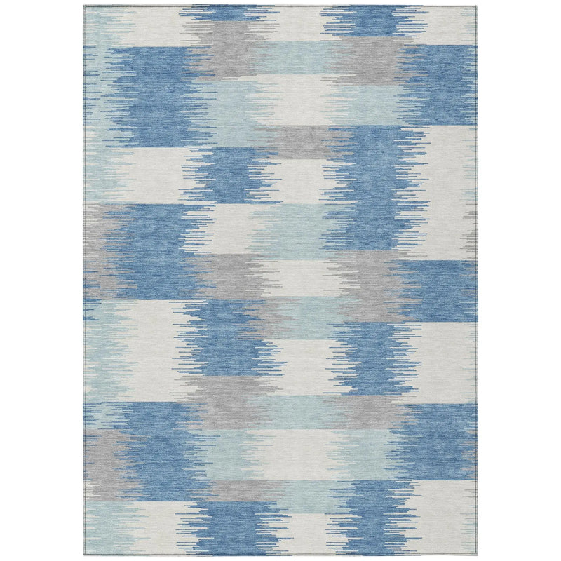 3' X 5' Denim Blue And Blue Geometric Washable Indoor Outdoor Area Rug Homeroots Outdoor