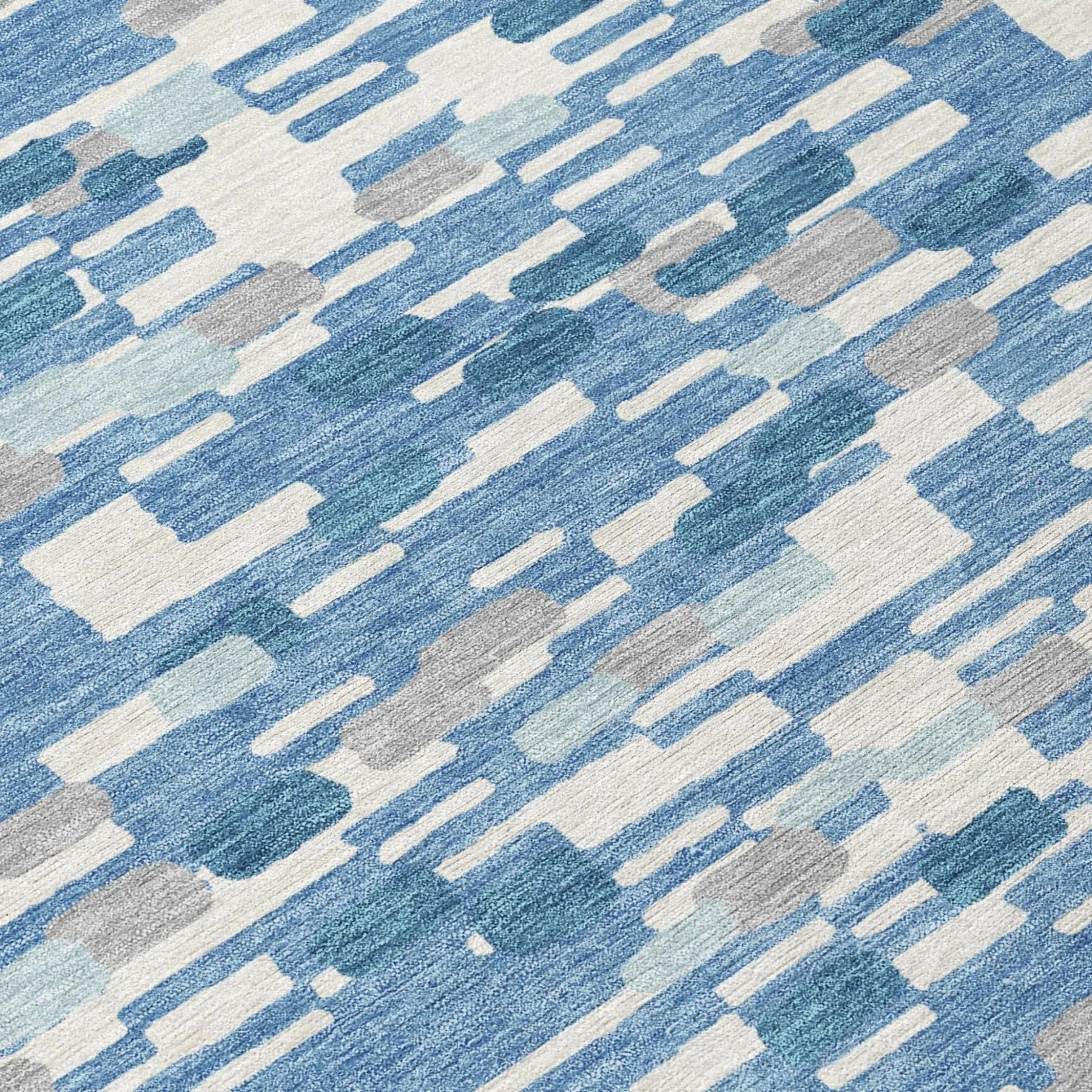 3' X 5' Denim Blue And Blue Geometric Washable Indoor Outdoor Area Rug Homeroots Outdoor