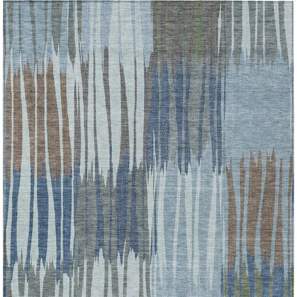 3' X 5' Denim Blue And Blue Striped Washable Indoor Outdoor Area Rug Homeroots Outdoor