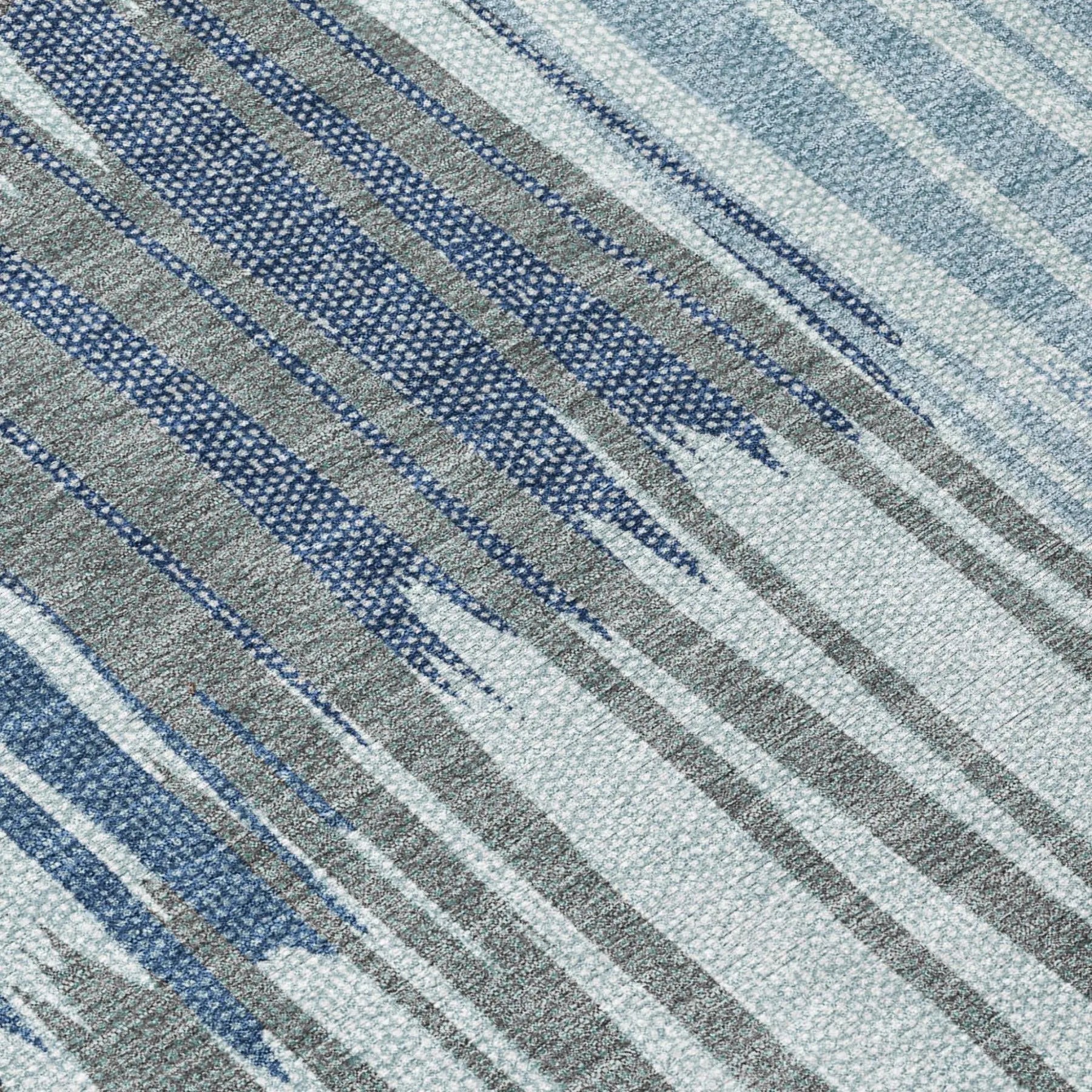 3' X 5' Denim Blue And Blue Striped Washable Indoor Outdoor Area Rug Homeroots Outdoor
