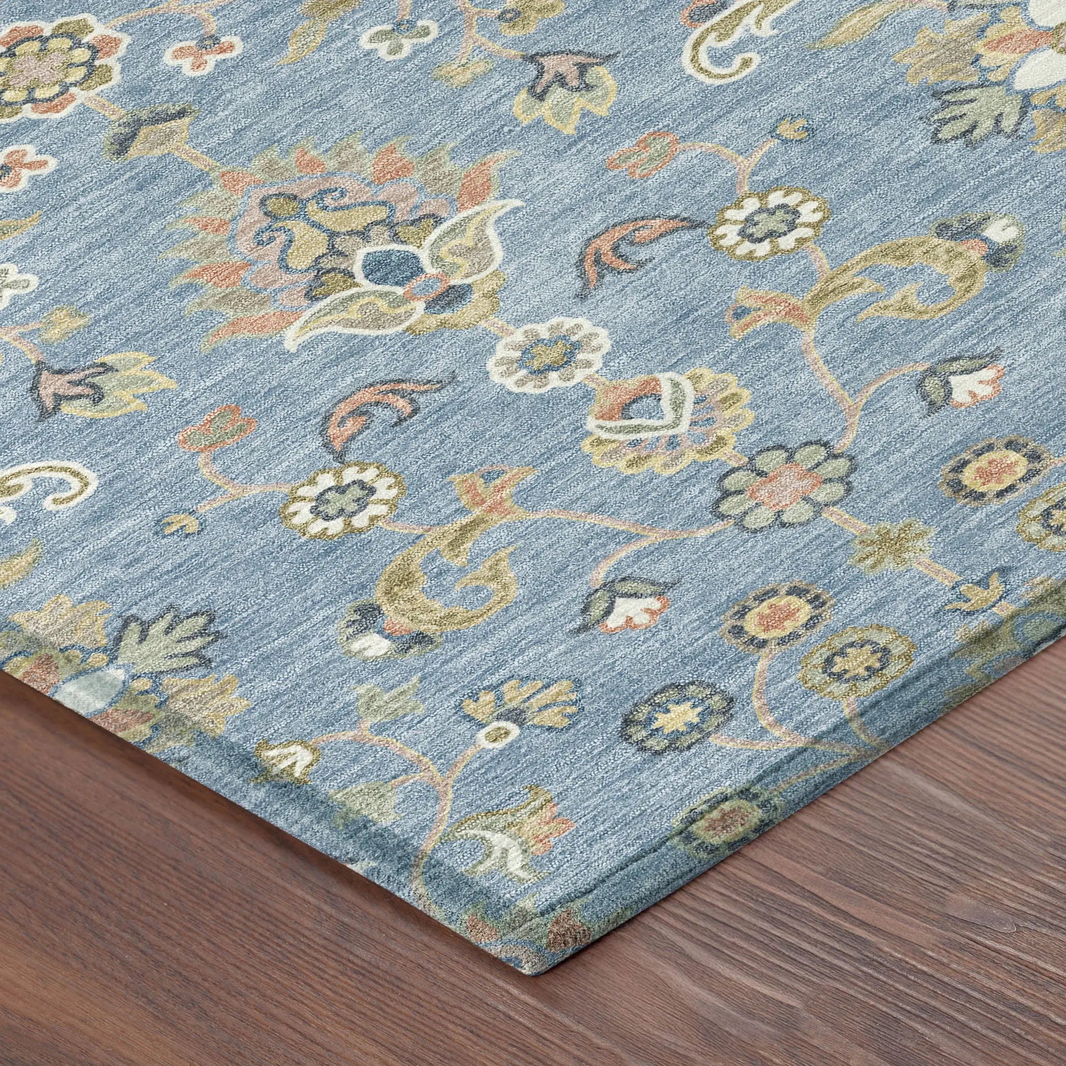3' X 5' Denim Blue And Copper Abstract Washable Indoor Outdoor Area Rug Homeroots Outdoor