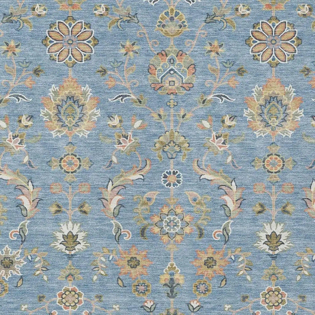 3' X 5' Denim Blue And Copper Abstract Washable Indoor Outdoor Area Rug Homeroots Outdoor