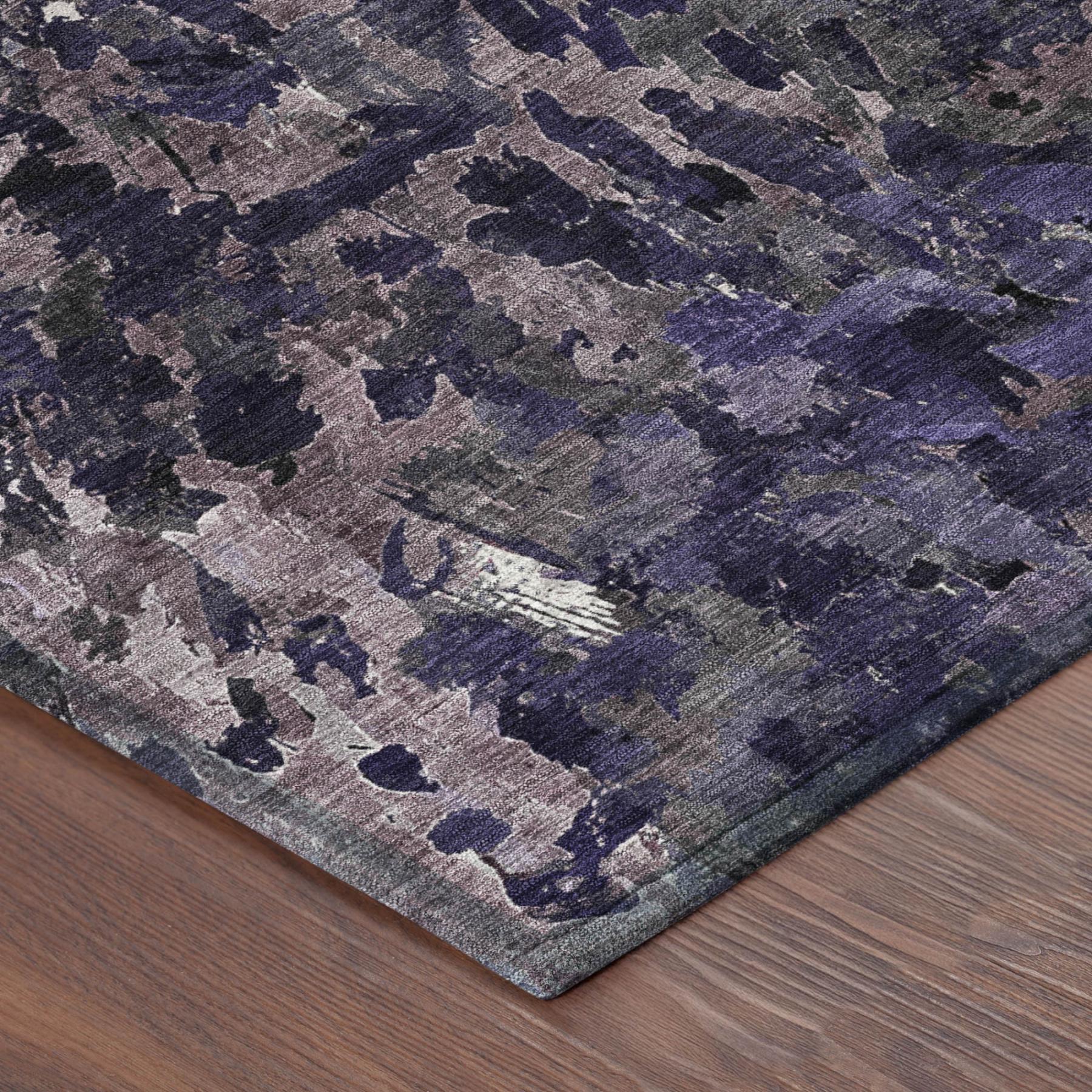 3' X 5' Eggplant And Purple Abstract Washable Indoor Outdoor Area Rug Homeroots Outdoor
