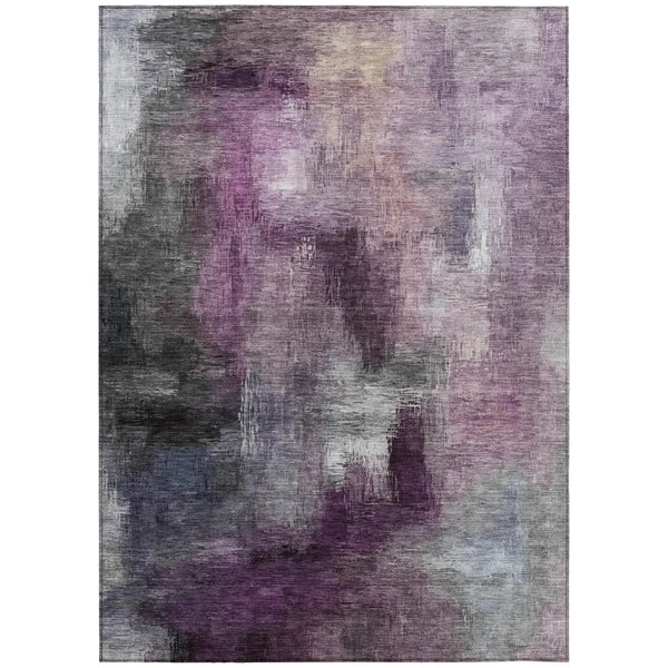 3' X 5' Eggplant And Purple Abstract Washable Indoor Outdoor Area Rug Homeroots Outdoor