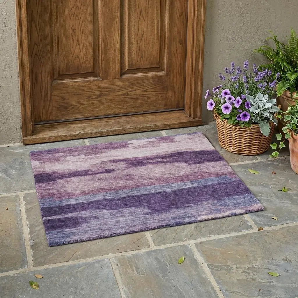 3' X 5' Eggplant And Purple Abstract Washable Indoor Outdoor Area Rug Homeroots Outdoor