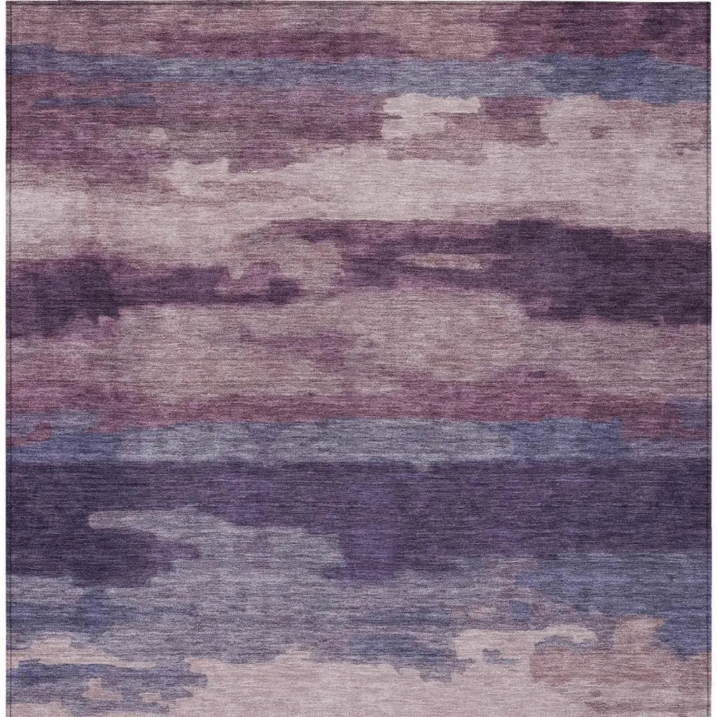 3' X 5' Eggplant And Purple Abstract Washable Indoor Outdoor Area Rug Homeroots Outdoor