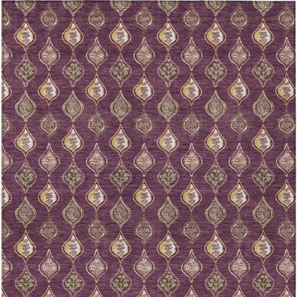 3' X 5' Eggplant And Purple Floral Washable Indoor Outdoor Area Rug Homeroots Outdoor