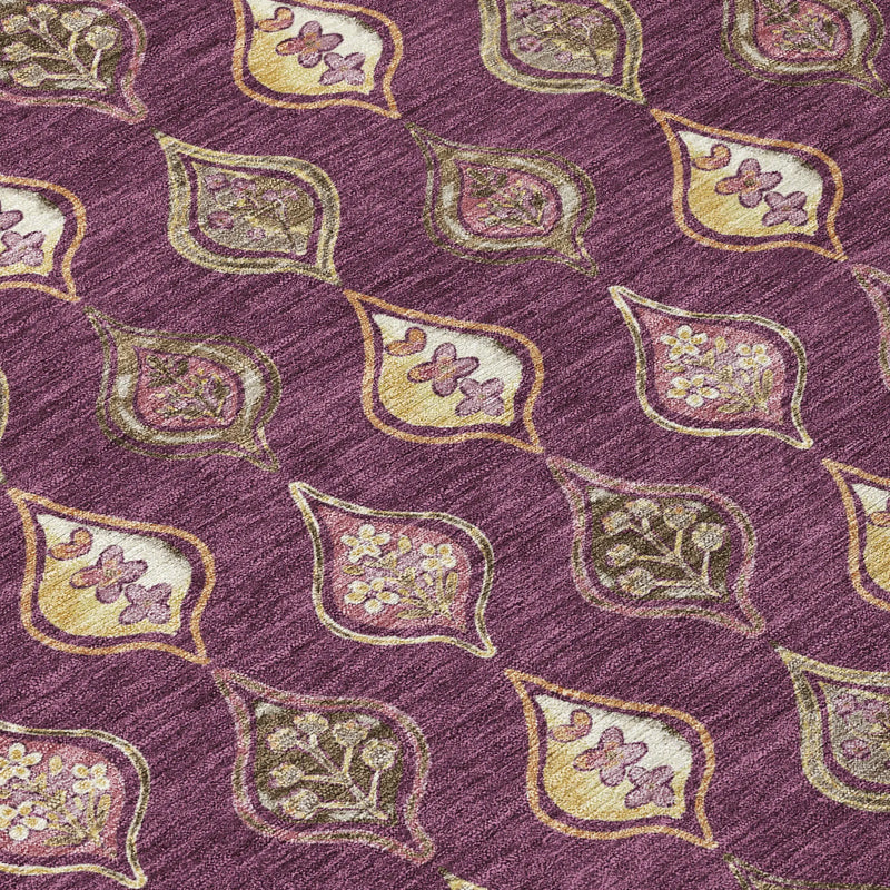 3' X 5' Eggplant And Purple Floral Washable Indoor Outdoor Area Rug Homeroots Outdoor