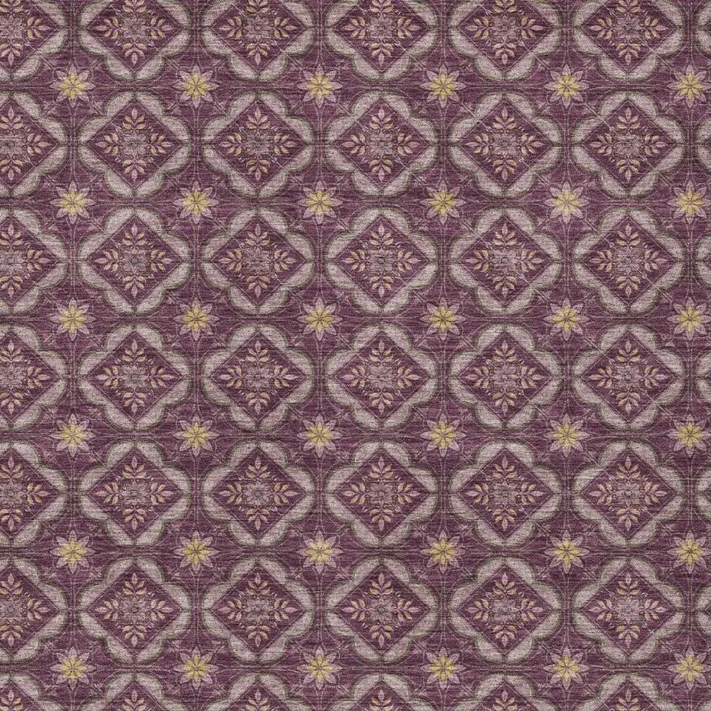 3' X 5' Eggplant And Purple Geometric Washable Indoor Outdoor Area Rug Homeroots Outdoor
