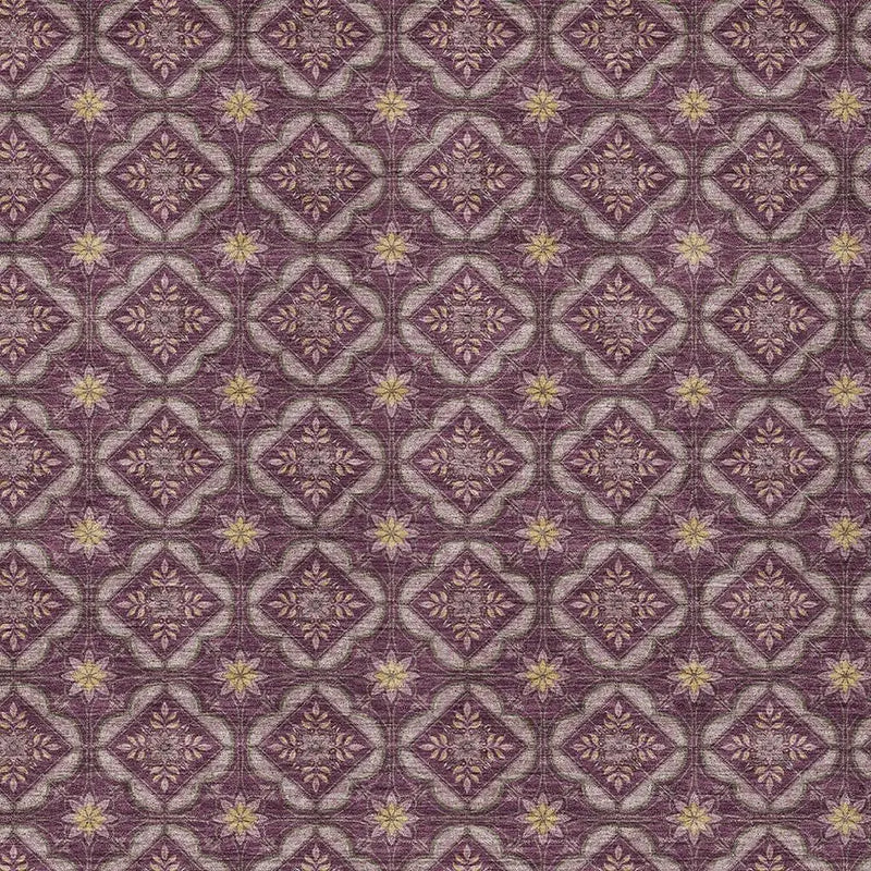 3' X 5' Eggplant And Purple Geometric Washable Indoor Outdoor Area Rug Homeroots Outdoor
