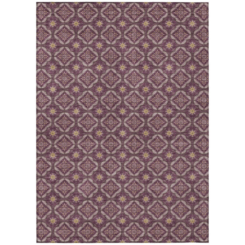 3' X 5' Eggplant And Purple Geometric Washable Indoor Outdoor Area Rug Homeroots Outdoor