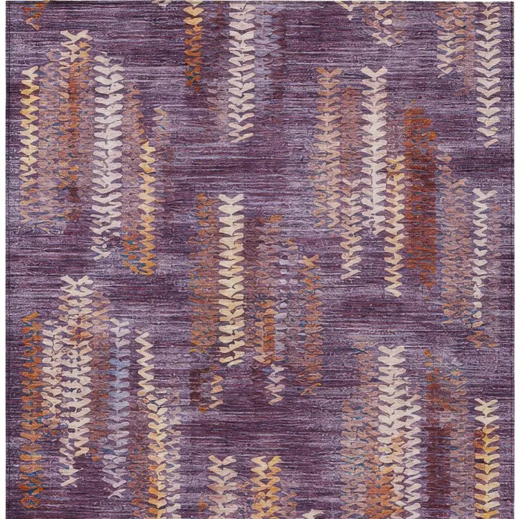 3' X 5' Eggplant And Purple Striped Washable Indoor Outdoor Area Rug Homeroots Outdoor