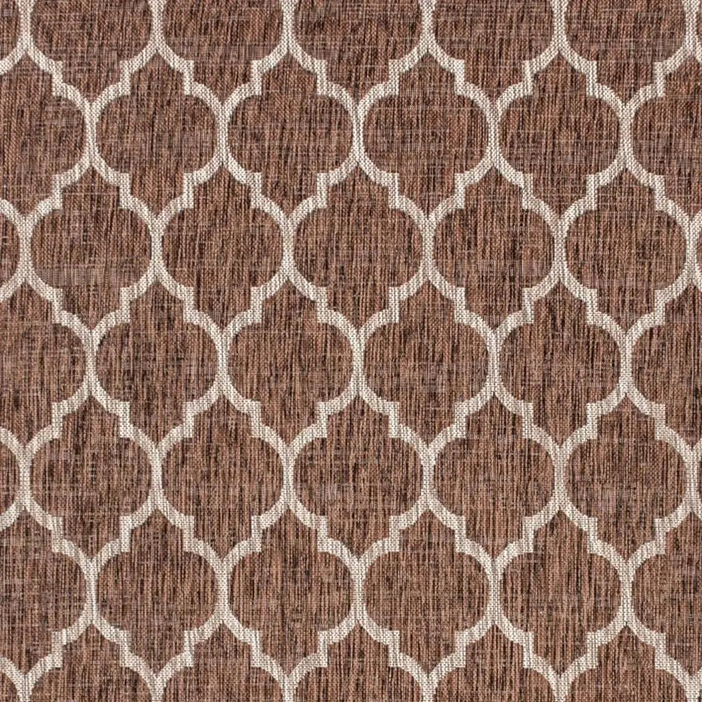 3' X 5' Espresso And Taupe Geometric Indoor Outdoor Area Rug Homeroots Outdoor