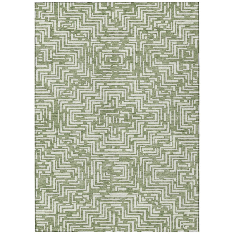 3' X 5' Fern Green And Copper Geometric Washable Indoor Outdoor Area Rug Homeroots Outdoor