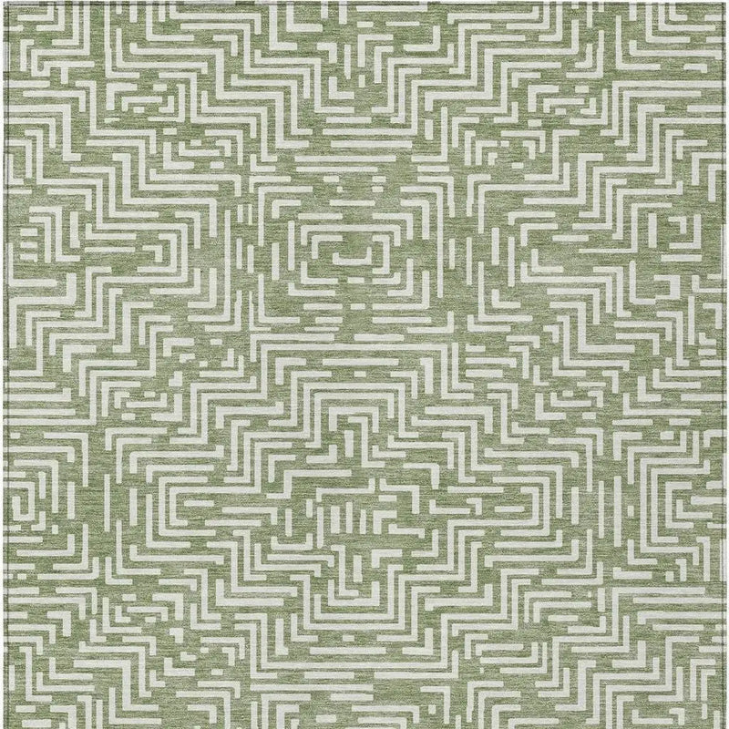 3' X 5' Fern Green And Copper Geometric Washable Indoor Outdoor Area Rug Homeroots Outdoor