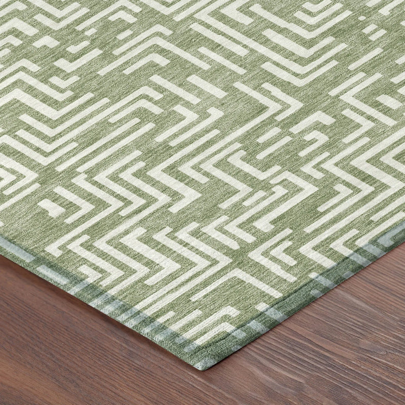 3' X 5' Fern Green And Copper Geometric Washable Indoor Outdoor Area Rug Homeroots Outdoor