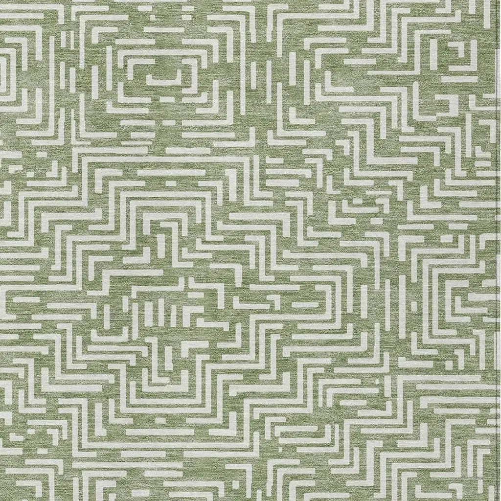 3' X 5' Fern Green And Copper Geometric Washable Indoor Outdoor Area Rug Homeroots Outdoor