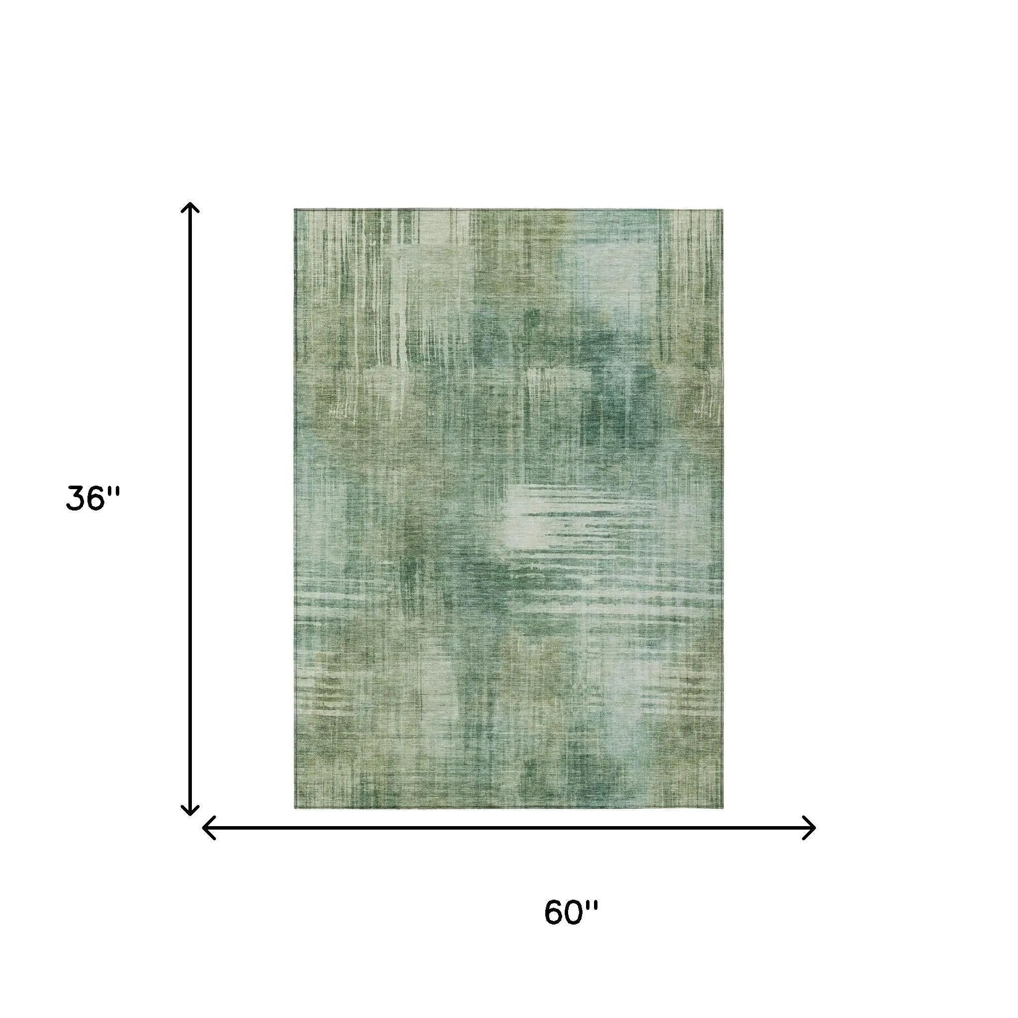 3' X 5' Fern Green And Green Abstract Washable Indoor Outdoor Area Rug Homeroots Outdoor