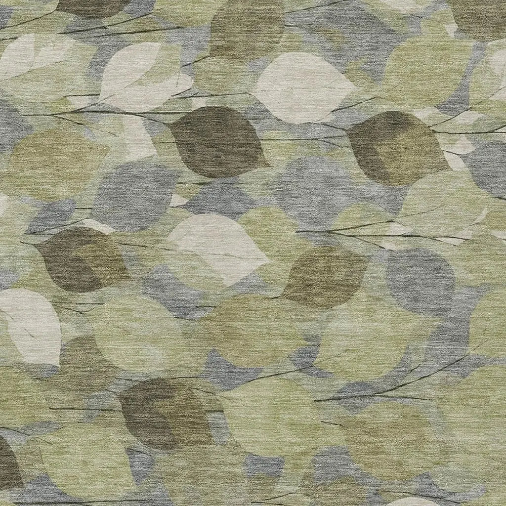 3' X 5' Fern Green And Green Floral Washable Indoor Outdoor Area Rug Homeroots Outdoor