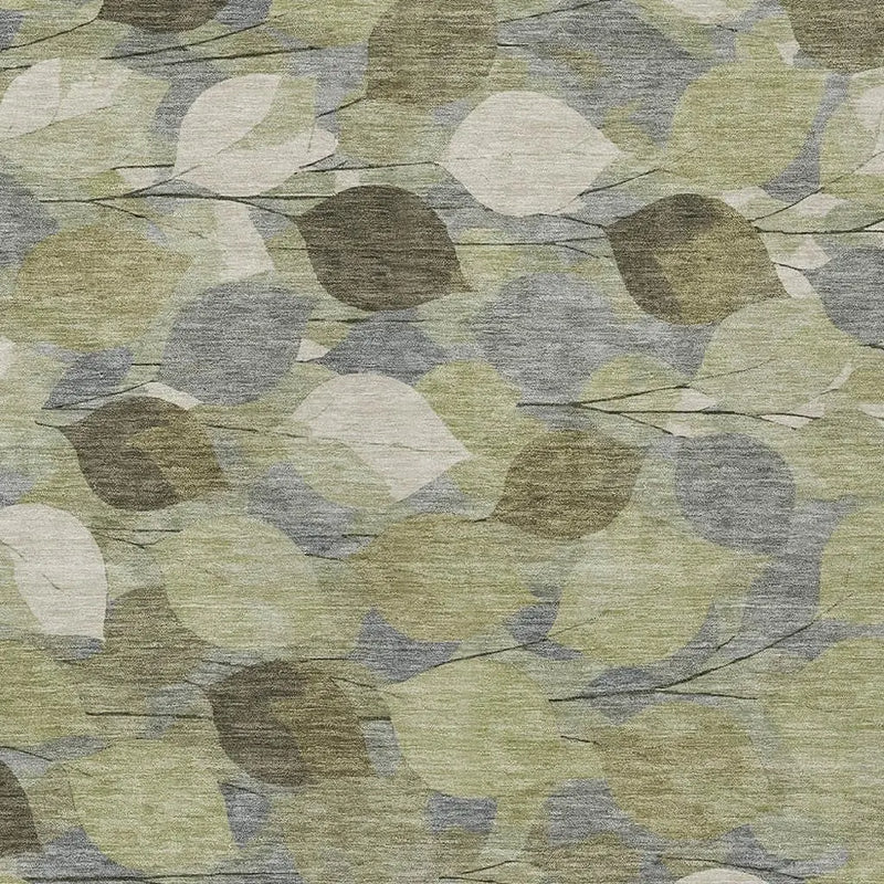 3' X 5' Fern Green And Green Floral Washable Indoor Outdoor Area Rug Homeroots Outdoor