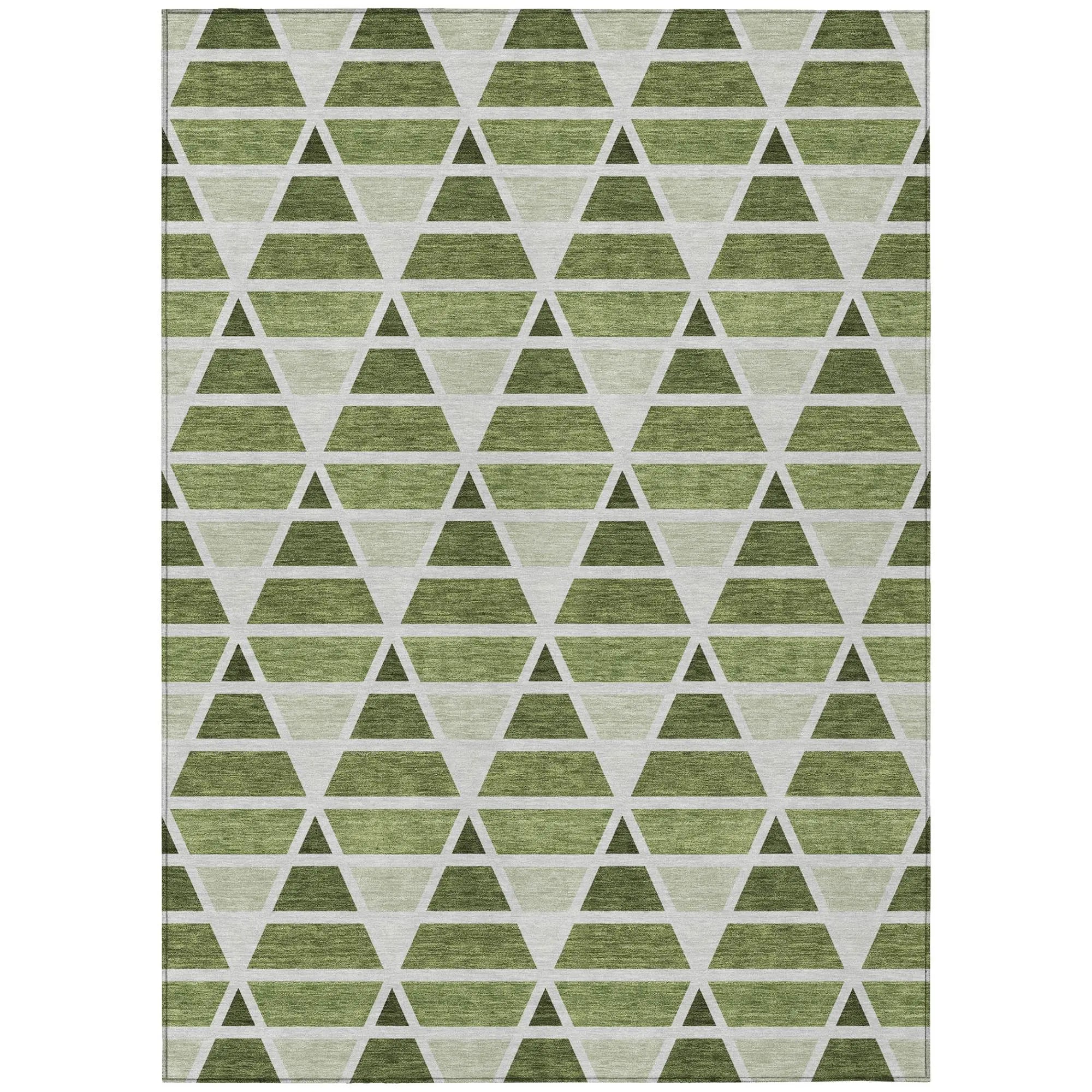 3' X 5' Fern Green And Green Geometric Washable Indoor Outdoor Area Rug Homeroots Outdoor