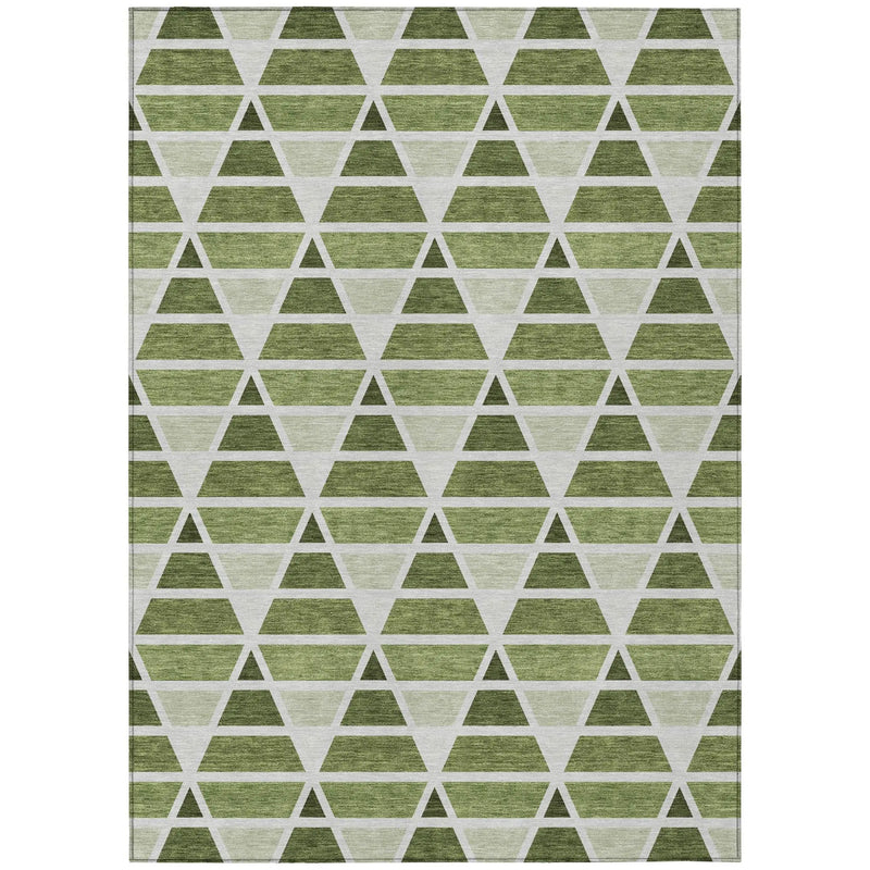 3' X 5' Fern Green And Green Geometric Washable Indoor Outdoor Area Rug Homeroots Outdoor