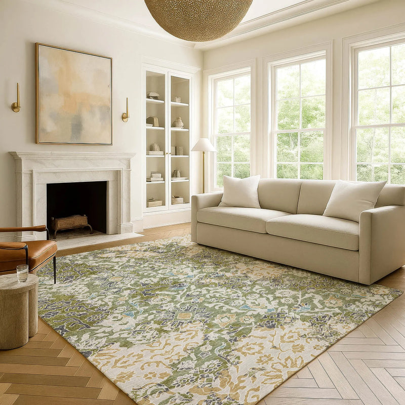 3' X 5' Fern Green And Ivory Geometric Washable Indoor Outdoor Area Rug Homeroots Outdoor