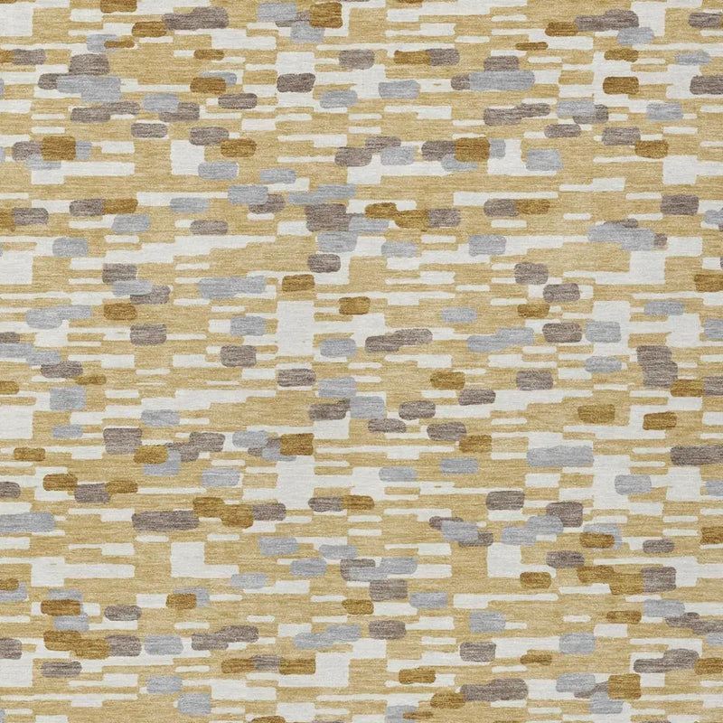 3' X 5' Gold And Beige Geometric Washable Indoor Outdoor Area Rug Homeroots Outdoor