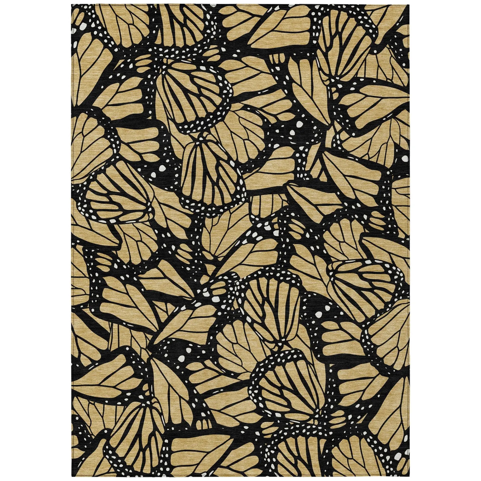 3' X 5' Gold And Black Animal Print Washable Indoor Outdoor Area Rug Homeroots Outdoor