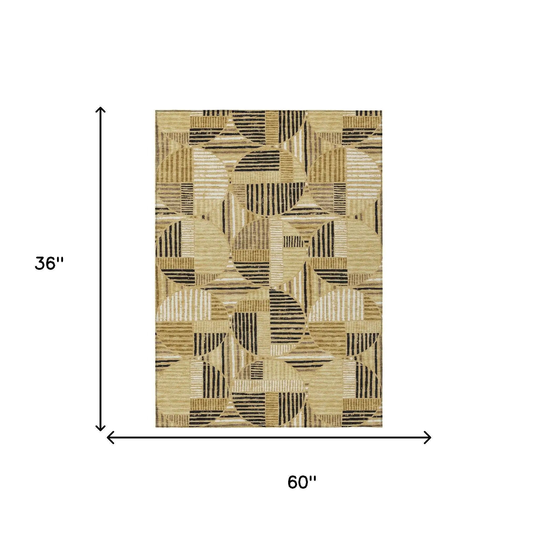 3' X 5' Gold And Blue Geometric Washable Indoor Outdoor Area Rug Homeroots Outdoor