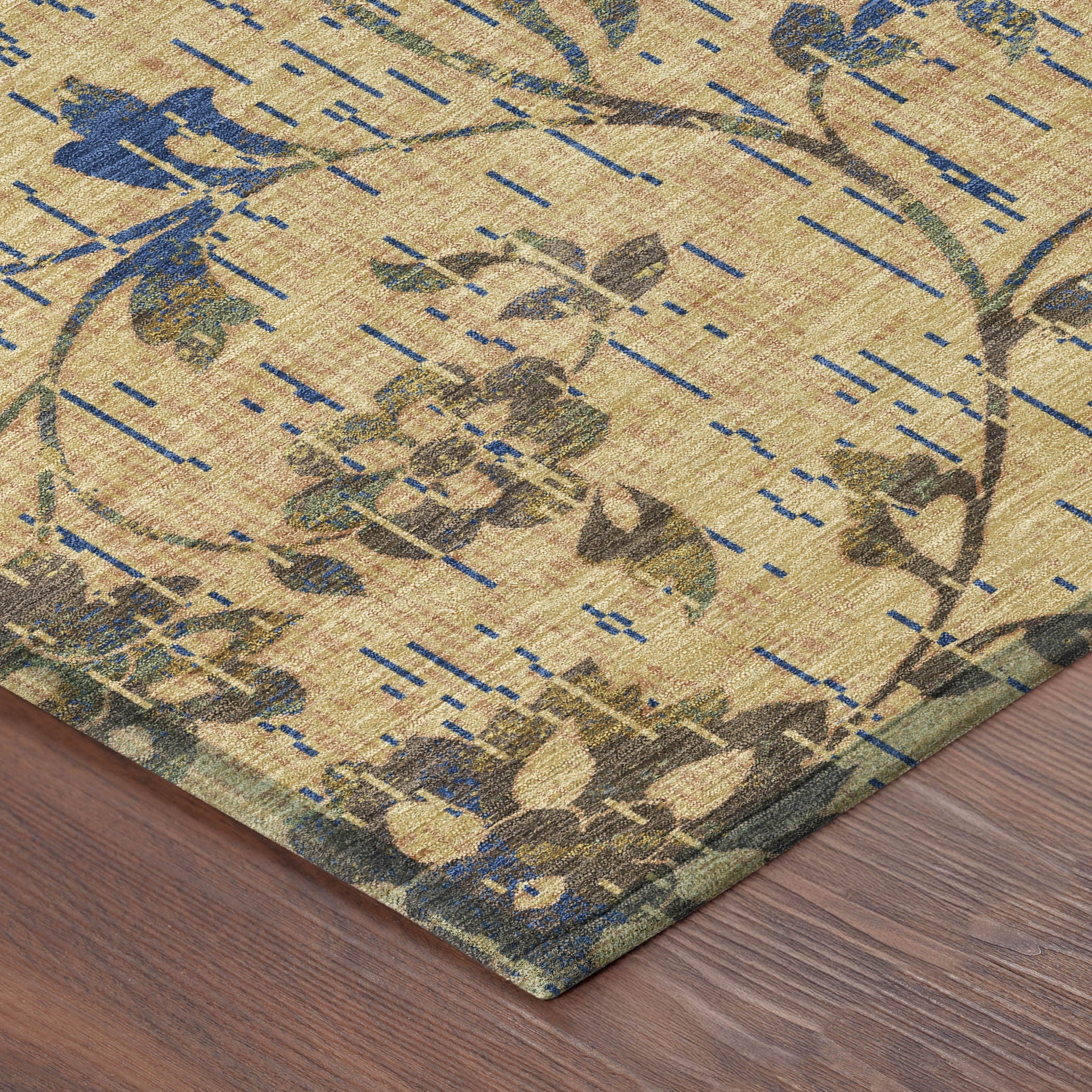 3' X 5' Gold And Brown Floral Washable Indoor Outdoor Area Rug Homeroots Outdoor