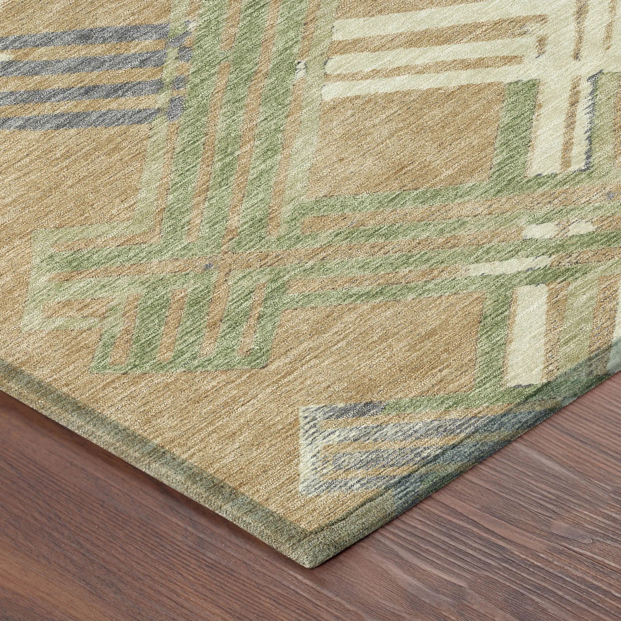 3' X 5' Gold And Brown Geometric Washable Indoor Outdoor Area Rug Homeroots Outdoor