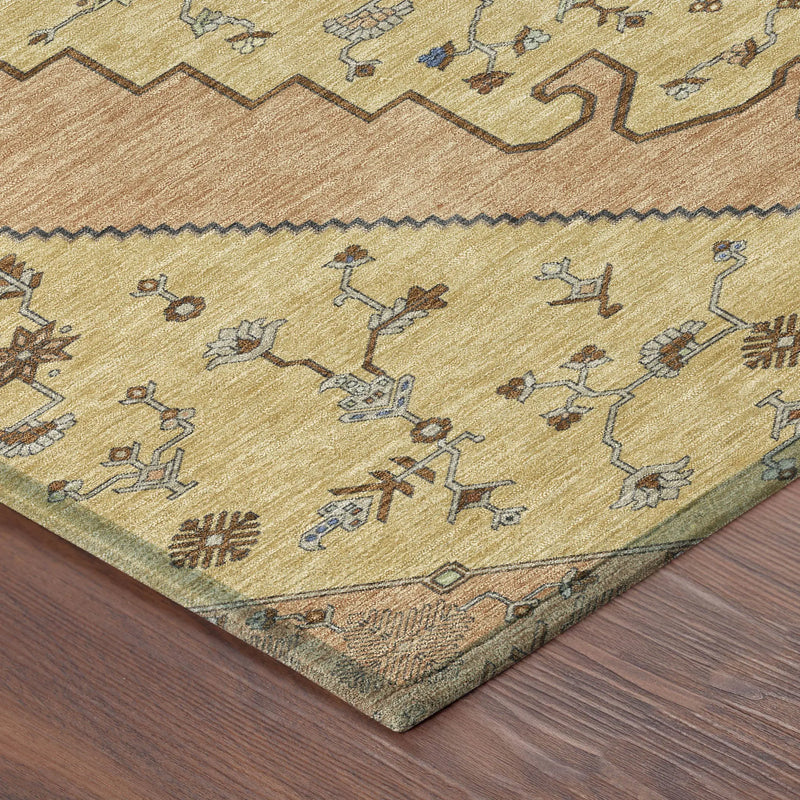 3' X 5' Gold And Copper Geometric Washable Indoor Outdoor Area Rug Homeroots Outdoor