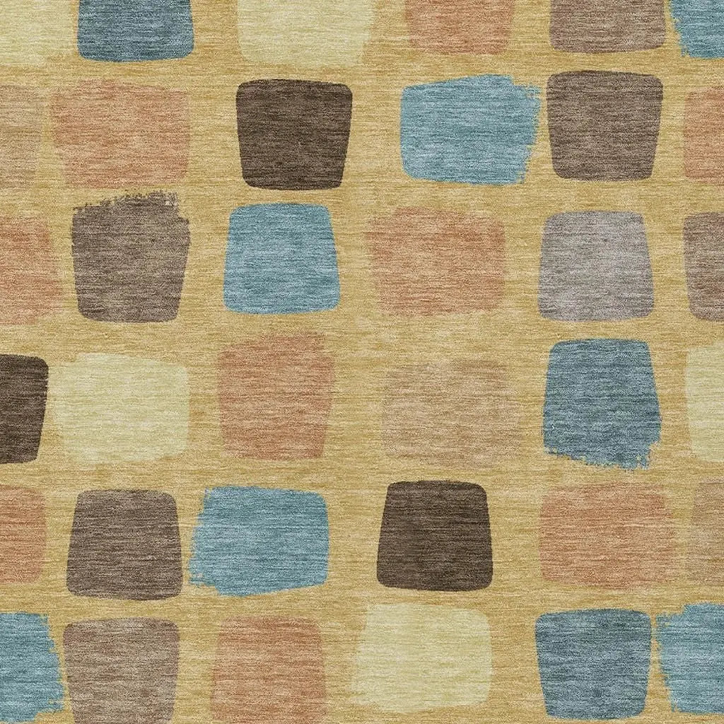 3' X 5' Gold And Copper Geometric Washable Indoor Outdoor Area Rug Homeroots Outdoor