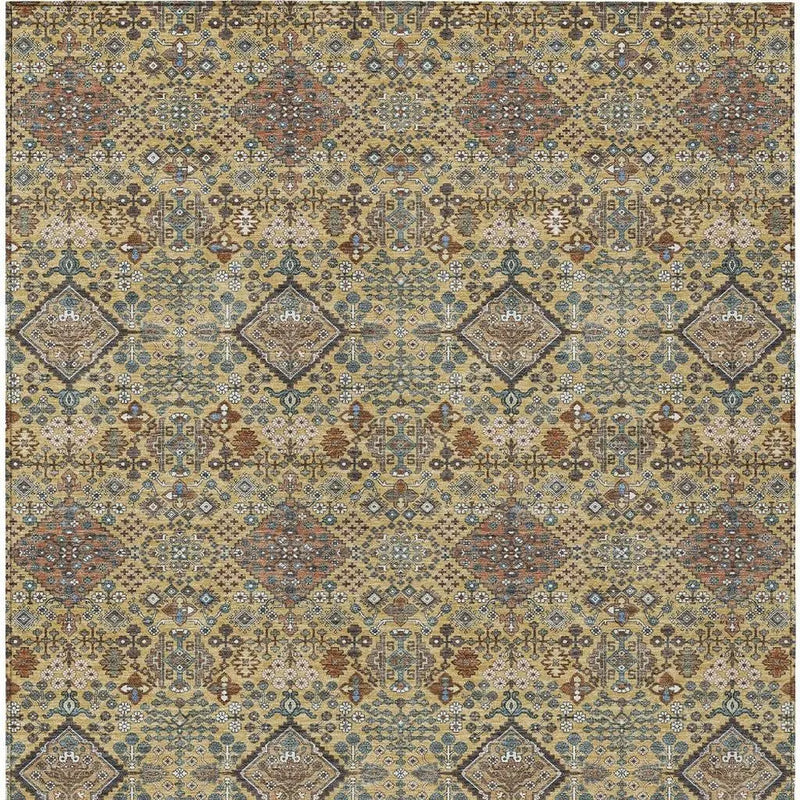 3' X 5' Gold And Copper Geometric Washable Indoor Outdoor Area Rug Homeroots Outdoor