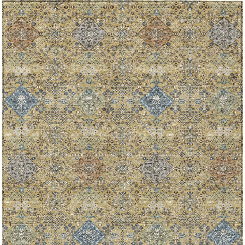 3' X 5' Gold And Copper Oriental Washable Indoor Outdoor Area Rug Homeroots Outdoor