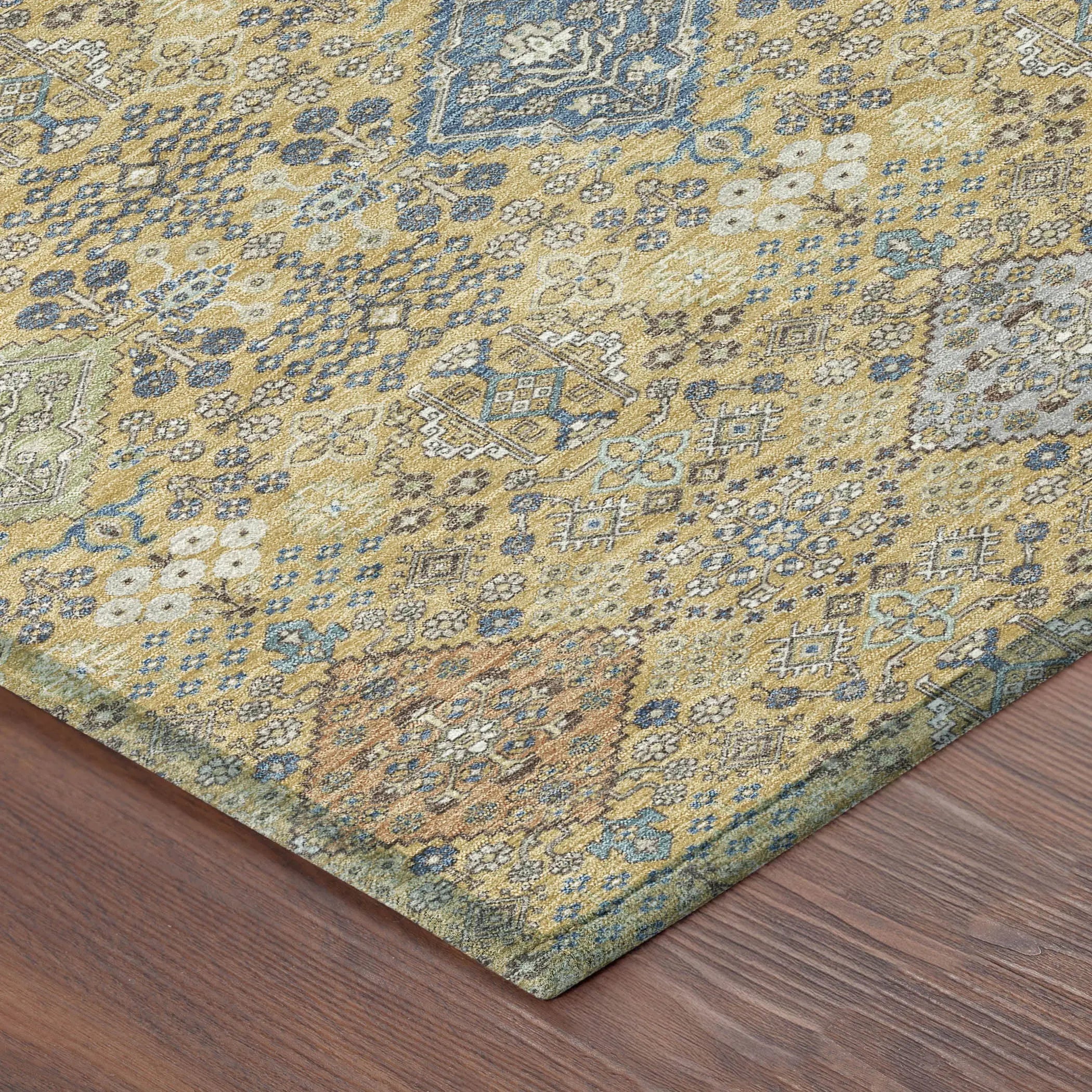 3' X 5' Gold And Copper Oriental Washable Indoor Outdoor Area Rug Homeroots Outdoor