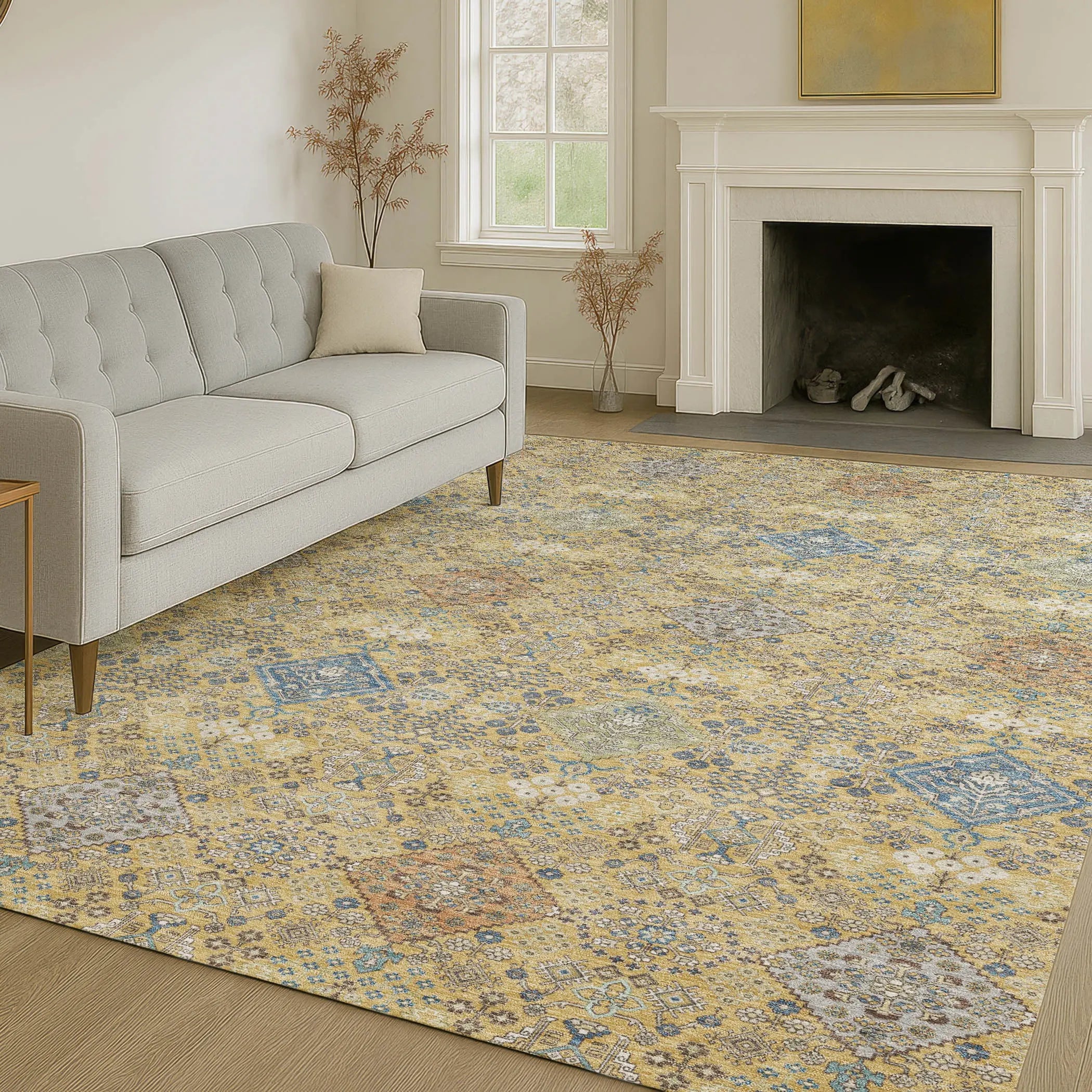3' X 5' Gold And Copper Oriental Washable Indoor Outdoor Area Rug Homeroots Outdoor